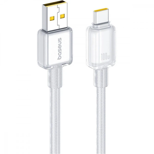 USB кабель Baseus Crystal Fast Charging Type-C (Car Charging Supported) 100W/7.5W 1m white