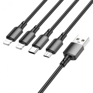 USB кабель Borofone BX72 4-in-1 for MicroUSB/Type-C/Lightning/Lightning 2A/1m black