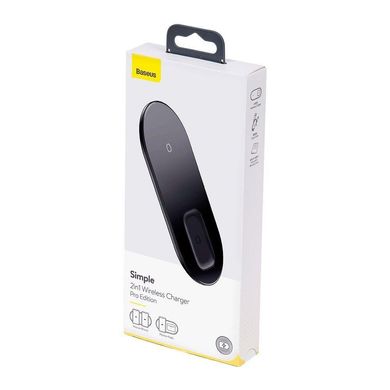 Бездротовий ЗП Baseus Simple 2in1 Wireless Charger Pro Edition For iP+Pod Pro black