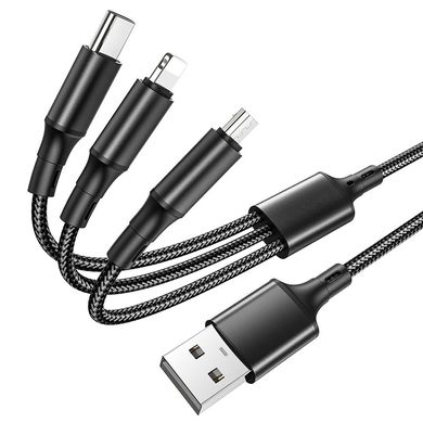 USB кабель Borofone BX50 3-in-1 Fresco charging for Lightning+Micro+Type-C 2.4A/1m black