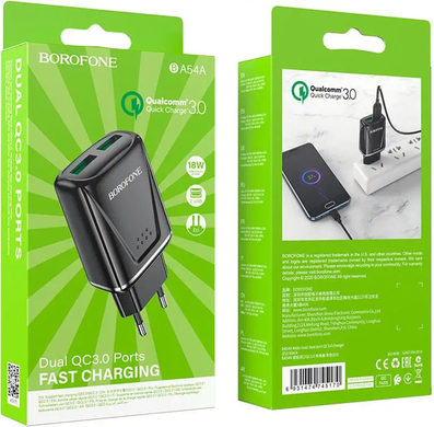 Сетевое зарядное устройство Borofone BA54A QC3.0 18W black