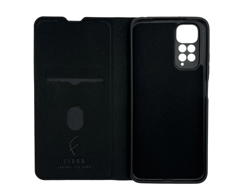 Чохол книжка FIBRA (рельєф) для Xiaomi Redmi Note 11/11S black Full Camera