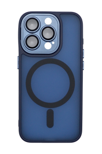 Чохол TPU+PC Magnetic Matte Camera Lens with Magsafe для iPhone 15 Pro dark blue
