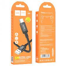 USB кабель Hoco X91 Radiance charging data cable for Type-C 3A/3m Black