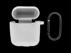 Чохол Silicone Slim for AirPods 1/2 clear matte + карабін з заглушками (box)
