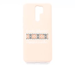 Силиконовый чехол Full Cover MyPrint для Xiaomi Redmi 9 pink sand (Героям слава, black/red)