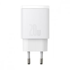 Мережевий зарядний пристрій Baseus Compact Quick CCXJ-B02 20W QC+PD (1Type-C+1USB) white