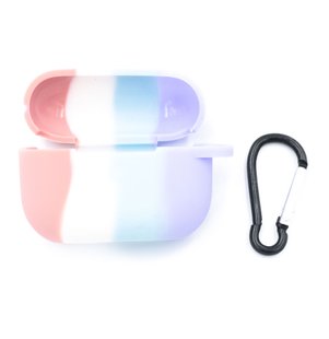 Чохол для AirPods Pro силіконовий Colorfull + карабін pink/lilac box