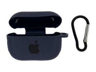 Чохол for AirPods Pro силіконовий + карабін midnight blue box