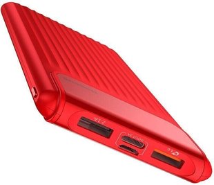 Power Bank BASEUS PREMIUM Thin QC3.0 USB M+T Daul input LCD 10000 mAh Red