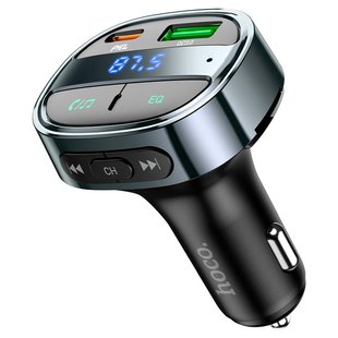 АЗП-FM Модулятор Hoco E70 car BT-FM transmitter 1USB/1PD/QO/PD30W/BT5.0 black