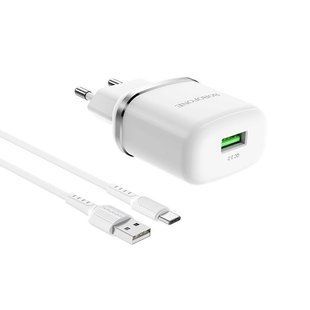 Мереживий зарядний пристрій Borofone BA36A Type-C QC 3.0 1m white