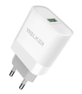 Мережевий зарядний пристрій адаптер WALKER WH-35 1USB/QC3.0/3A/15W+ micro white