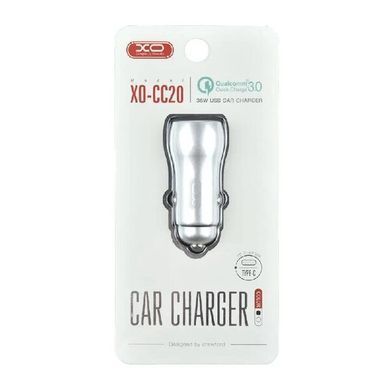 Автомобільний зарядний пристрій XO CC-20 PD+QC3.0 36W silver