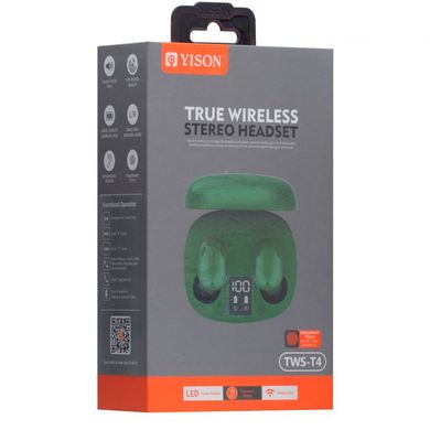 Bluetooth стерео гарнитура Yison TWS-T4 green