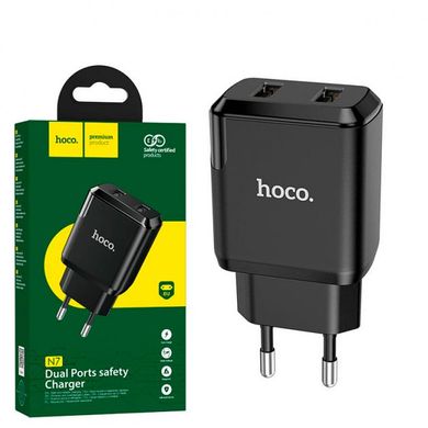 Мережевий зарядний пристрій 2 USB HOCO N7 Speedy black 2.1A