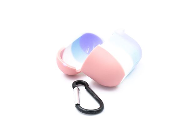 Чехол for AirPods Pro силиконовый Colorfull + карабин pink/lilac box