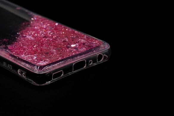 Накладка Liquid Hearts для Samsung A72 4G/A72 5G pink жидкие блестки
