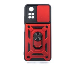 Чехол Camshield Serge Ring for Magnet для Xiaomi Poco M4 Pro 4G red ударопрочный шторка/защита кам