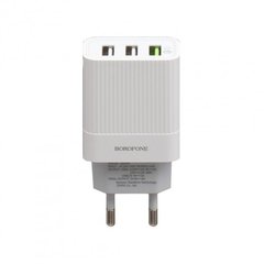 Сетевое зарядное устройство Borofone BA40A 3USB QC 3.0 18W white