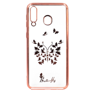 Силиконовый чехол Beckberg Breathe для Samsung A20/A30 butterflies rose gold