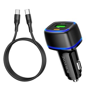 Автомобільний зарядний пристрій Borofone BZ14A PD20W+QC3.0 3A 2usb Type-C to Type-C 1m black