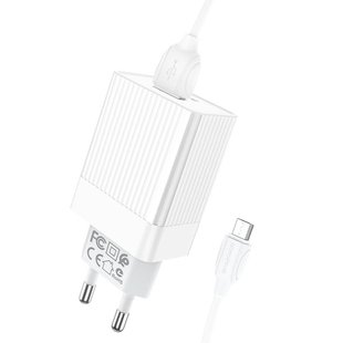 Сетевое зарядное устройство Borofone BA47A Micro 1USB QC 3.0 18W (EU) white