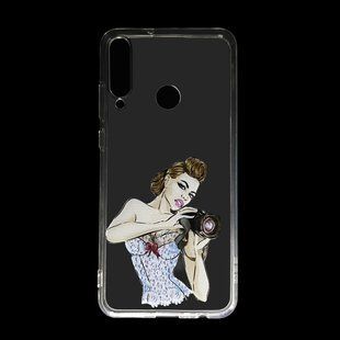 Силиконовый чехол Clear MyPrint для Huawei Y6P девушка с фотоаппаратом