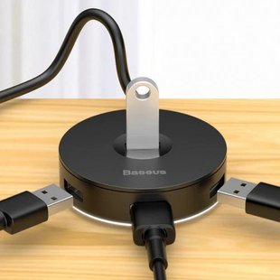 USB HUB BASEUS Round Box USB3.0 to 1USB3.0/3USB2.0/1m Black CAHUB-U01