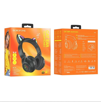 Bluetooth навушники BOROFONE BO18 cat ear black