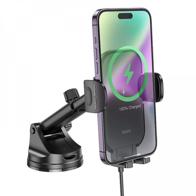 Автотримач із бездротовим ЗП Hoco HW5 15W Journey Wireless Fast Charge black