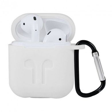 Чохол Silicone Case New for AirPods 1/2 transparent + карабін