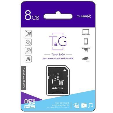 Карта пам'яті microSDHC Touch&G0 T&G 8 Gb SDCL4-00 4class з адаптером