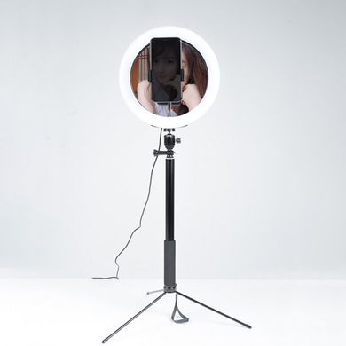 Кільцева світлодіодна Led лампа для селфі XO L08/S26 26см дзеркало на штативі black