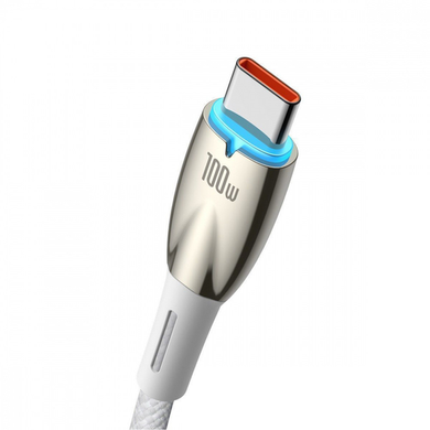 USB кабель Baseus Glimmer Series Fast Charging Type-C 100W 1m white