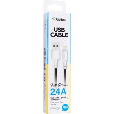 USB кабель Gelius Full Silicone GP-UCN001L Lightning 1.2m (18W) black/white
