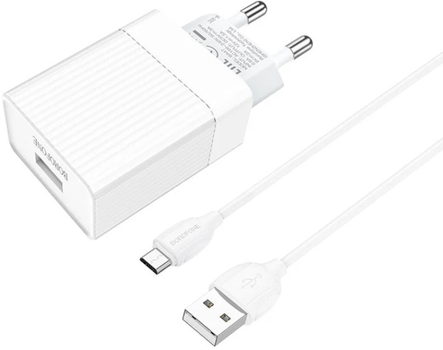 Сетевое зарядное устройство Borofone BA47A Micro 1USB QC 3.0 18W (EU) white