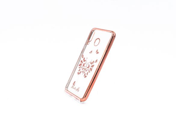 Силіконовий чохол Beckberg Breathe для Samsung A20 butterflies rose gold