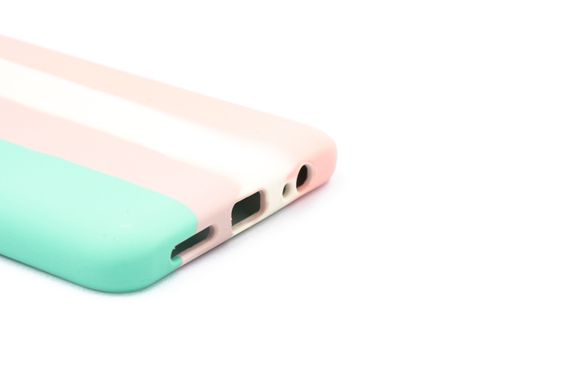 Силіконовий чохол Full Cover для Xiaomi Redmi Note 10/10S Rainbow №4 mint/pink Full Camera без logo