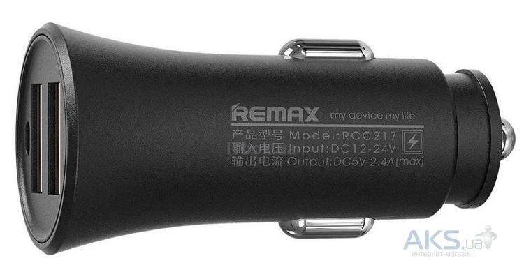 Автомобільний зарядний пристрій REMAX RCC217 Rocker 2usb/2.4A black