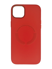 Чохол Leather with Magsafe для iPhone 14 Plus red без logo