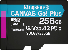 Карта памяти Kingston microSDXC 256 Gb Canvas Go Plus A2 U3+SD
