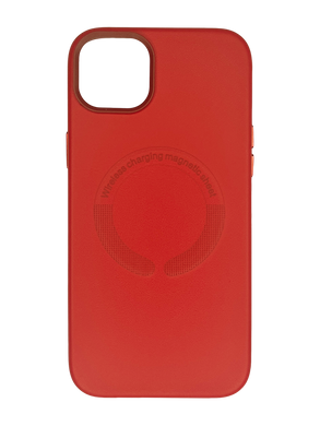 Чохол Leather with Magsafe для iPhone 14 Plus red без logo