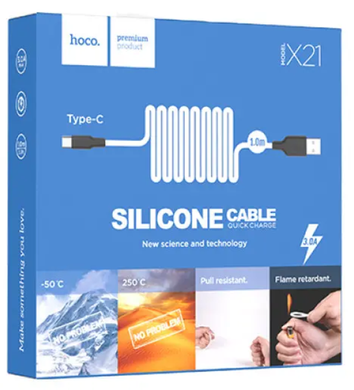 USB кабель Hoco X21 Silicone Type-C 3A 1m black/white