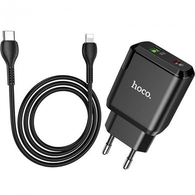 Мережевий зарядний пристрій Hoco N5 PD20W+QC3.0 Type-C to Lightning black