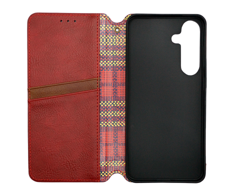 Чохол-книжка шкіра WAVE Cubic Rubic для Samsung S25 Plus red