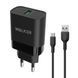 Мережевий зарядний пристрій адаптер WALKER WH-35 1USB/QC3.0/3A/15W+Type-C black