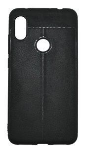 TPU чохол фактурний для Xiaomi Redmi Note 6 Pro black імітація шкіри