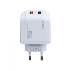 Мережевий зарядний пристрій MOXOM KH-70Y micro QC 2 USB 3.0 white