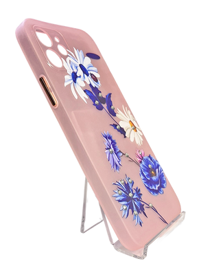 Силіконовий чохол Shine with Frame Clear Gradient для iPhone 12 TPU Ultra-Thin pink flowers 2
